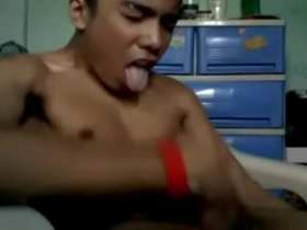 Hot asian guy jerking off and cumming