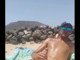 Jerking off at nude beach in canarias