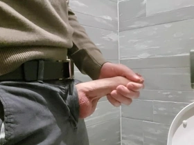 Horny at the mall. masturbating in the public restroom.